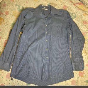 Geoffrey Beene Casual Button Up Shirt Long Sleeve Mens 16 34/35 RegularFit/ Blue